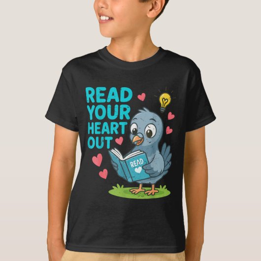 Reading Teacher Valentine Day Read Your Heart Out  T-shirt (Voorkant)