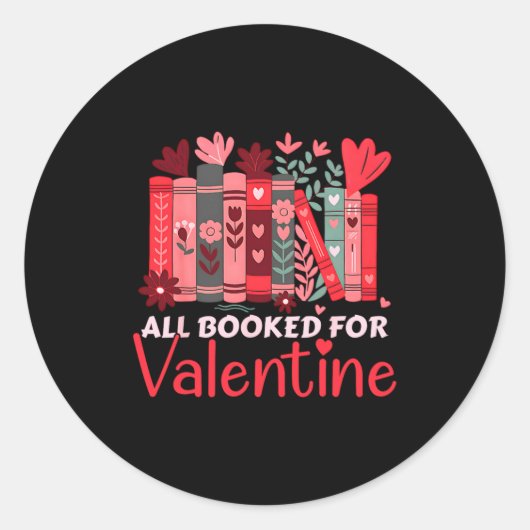 Reading Teacher Valentines Day All Booked For Val Ronde Sticker (Voorkant)