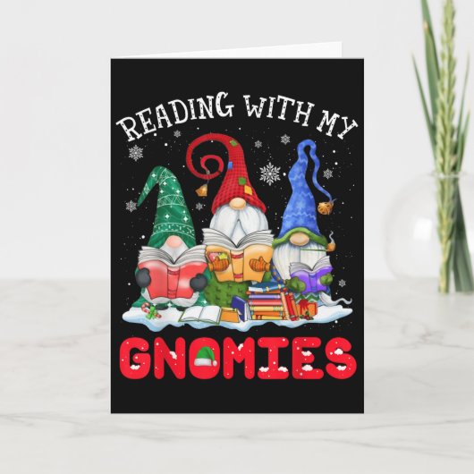 Reading With My Gnomies Christmas Funny Gnomes Rea Kaart (Voorkant)