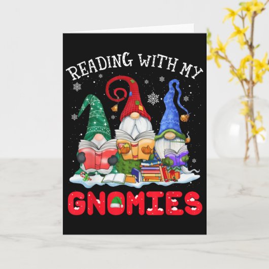 Reading With My Gnomies Christmas Funny Gnomes Rea Kaart (Gele Bloem)