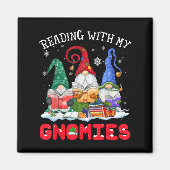 Reading With My Gnomies Christmas Funny Gnomes Rea Magneet (Voorkant)