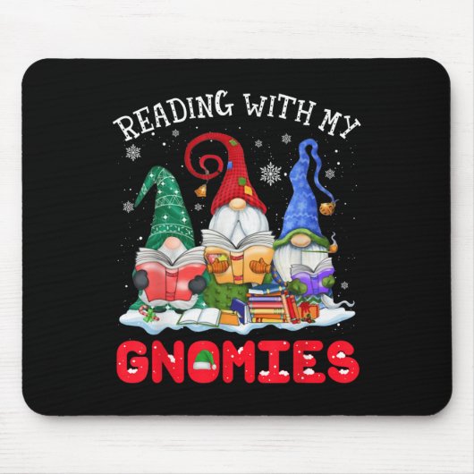 Reading With My Gnomies Christmas Funny Gnomes Rea Muismat (Voorkant)