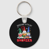 Reading With My Gnomies Christmas Funny Gnomes Rea Sleutelhanger (Voorkant)