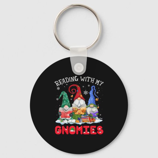 Reading With My Gnomies Christmas Funny Gnomes Rea Sleutelhanger (Voorkant)