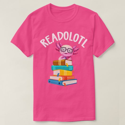 Readolotl Axolotl Lezing Boekenworm T-shirt (Design voorkant)