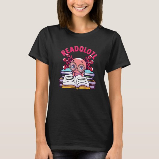Readolotl Axolotl Reading Book Bookworm T-shirt (Voorkant)