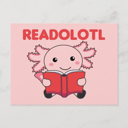 Readolotl een Axolotl die veel boeken postcar lees Briefkaart (Voorkant)