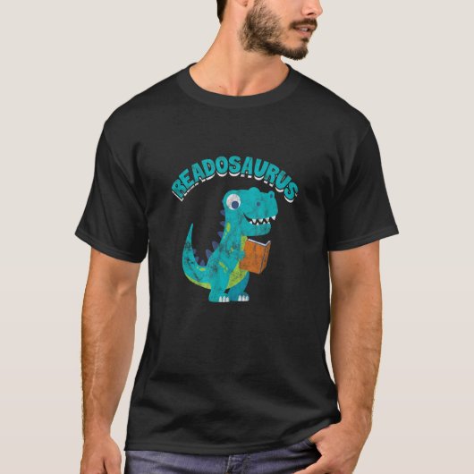 Readosaurus Book Saurus Dinosaur Bookworm lezen T-shirt (Voorkant)