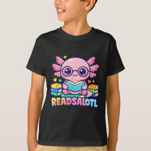 Readsalotl schattige axolotl boekenwurm t-shirt