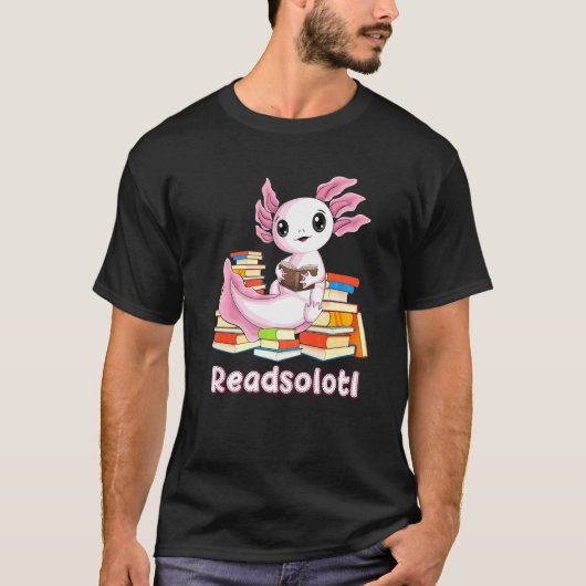 Readsolotl Axolotl Reading Books Library T-shirt (Voorkant)