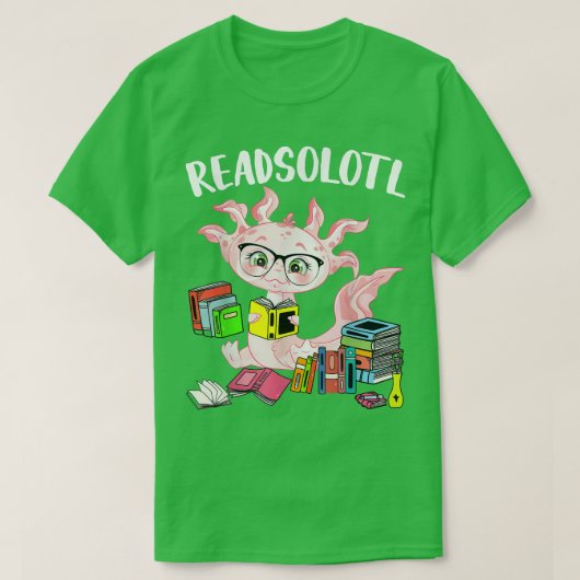 Readsolotl Cute Aolotl Funny Reading Fish Books Li T-shirt (Design voorkant)
