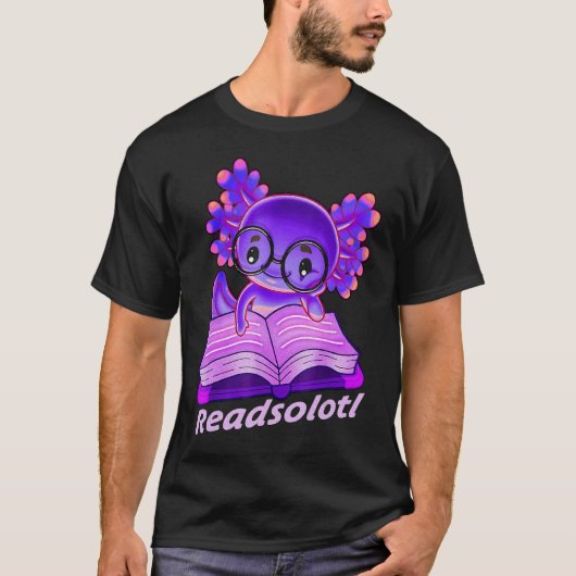 Readsolotl Funny Reading Fish Books Lizard Axolotl T-shirt (Voorkant)