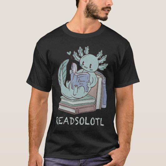 Readsolotl Funny Reading Fish Books Lizard Axolotl T-shirt (Voorkant)