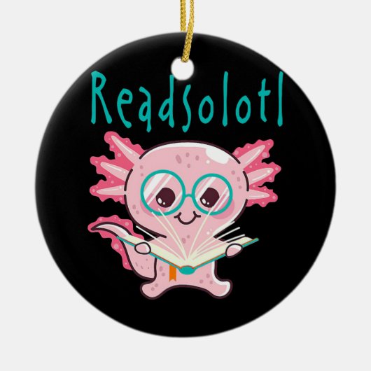 Readsolotl las Book Axolotl Bookwormen Kinder Mam Keramisch Ornament (Voorkant)