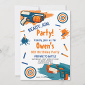 Ready, Aim, Party! Dart | Nerf Gun Themed Birthday Kaart (Voorkant)