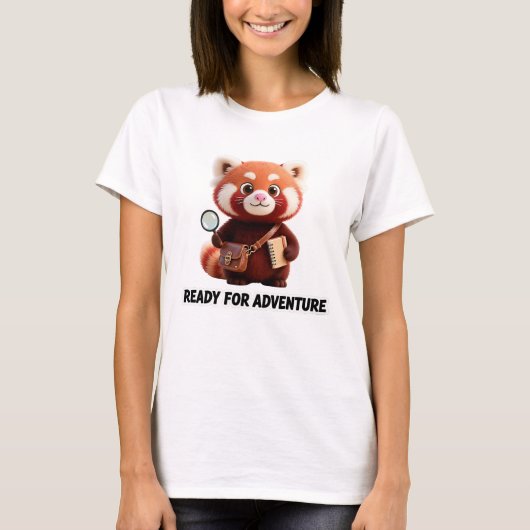 Ready For Adventure Cute Red Panda Explorer T-shirt (Voorkant)