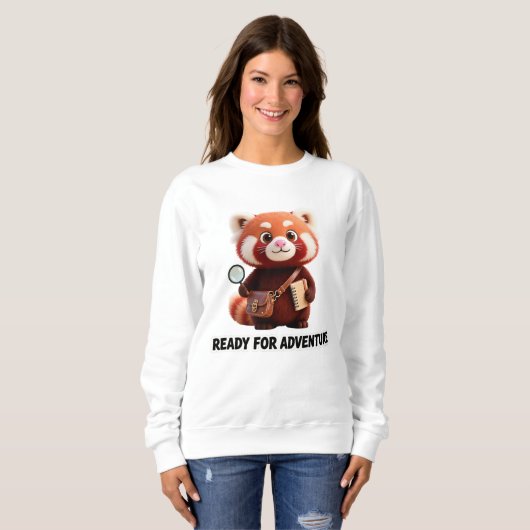 Ready For Adventure Cute Red Panda Explorer Trui (Voorkant volledig)