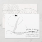 Ready for Take Off L Initial Wedding Invitation Kaart (Voorkant / Achterkant)