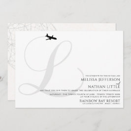 Ready for Take Off L Initial Wedding Invitation Kaart