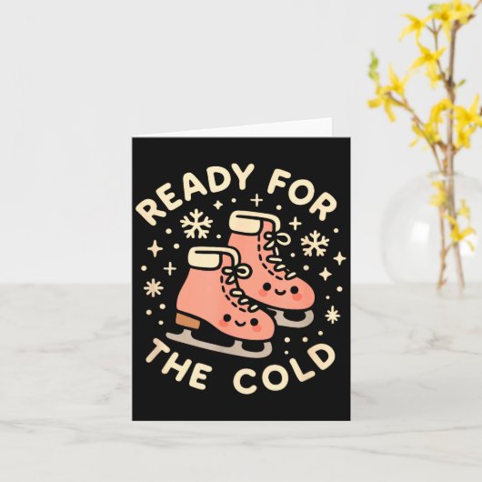 Ready For The Cold Funny Cute Ice Skates  Kaart (Gele Bloem)