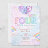 Ready FOUR a party Disco Rainbow Birthday Kaart (Voorkant)