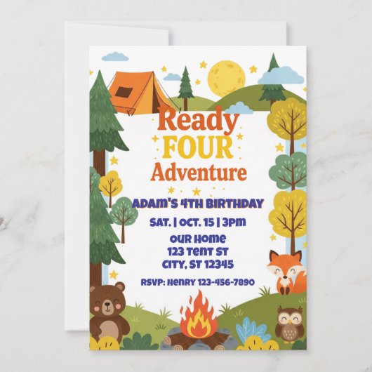 Ready FOUR Adventure, 4th Birthday Kaart (Voorkant)