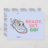 Ready, Set, Go! Cute Classroom Valentine Card Feestdagenkaart (Voorkant / Achterkant)