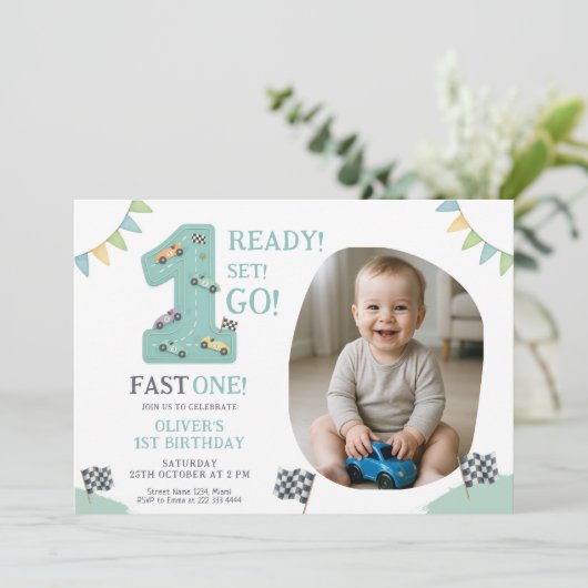 Ready Set Go First Birthday Kaart (Staand voorkant)