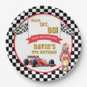 Ready Set Go Race On Boy Birthday Papieren Bordje (Voorkant)