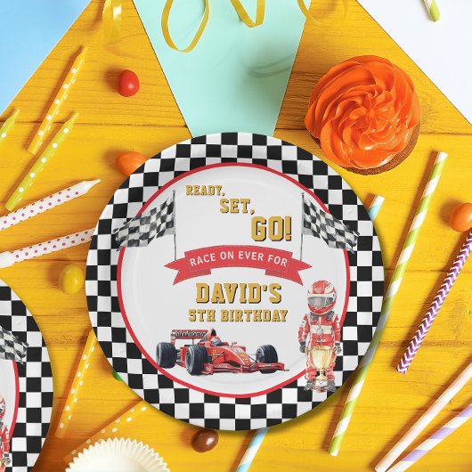 Ready Set Go Race On Boy Birthday Papieren Bordje