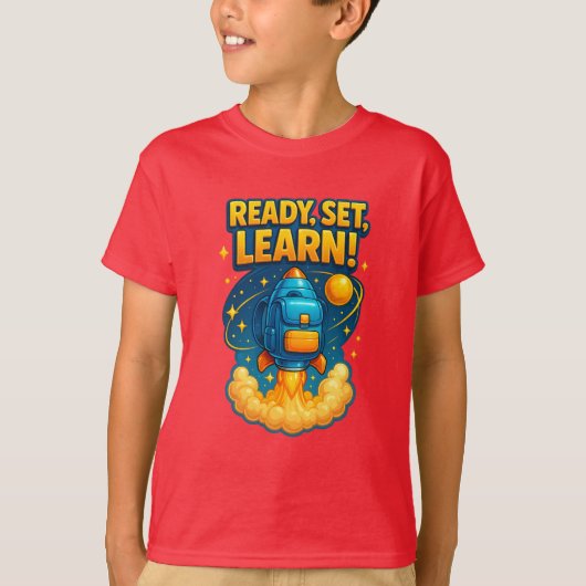 Ready Set Learn Rocket Backpack T-shirt (Voorkant)
