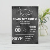 Ready Set Party Football Watch Party Invitation Kaart (Staand voorkant)