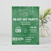 Ready Set Party Football Watch Party Invitation Kaart (Staand voorkant)