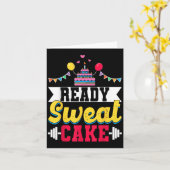Ready Sweat Cake Womens Gym Fitness Workout Birthd Kaart (Gele Bloem)
