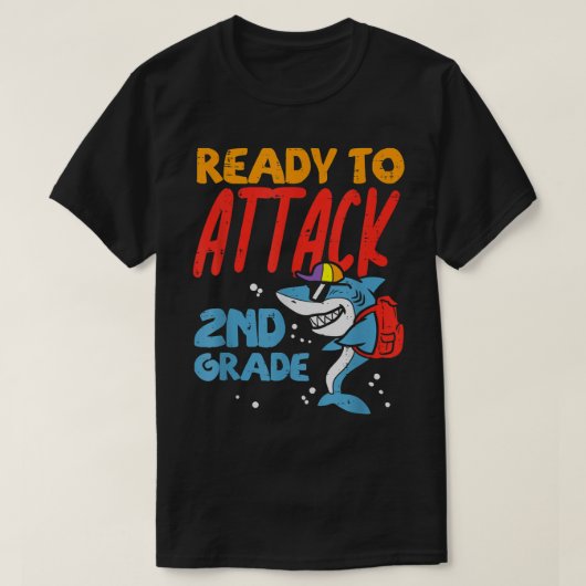 Ready To Attach 2nd Grade Shark First Day Of Schoo T-shirt (Design voorkant)