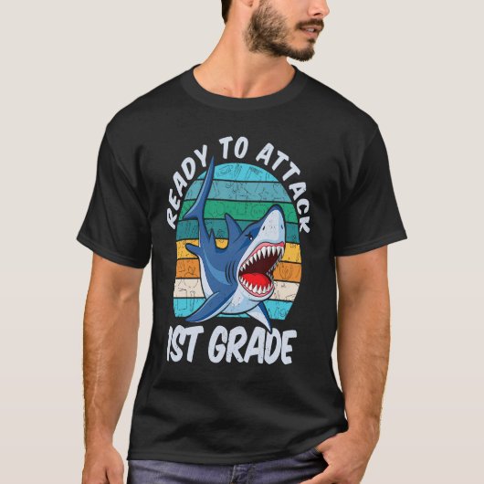 Ready To Attack 1st Grade Shark  Back to School T-shirt (Voorkant)