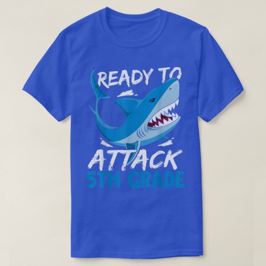 Ready To Attack 5th Grade Funny Shark Lover Back T T-shirt (Design voorkant)