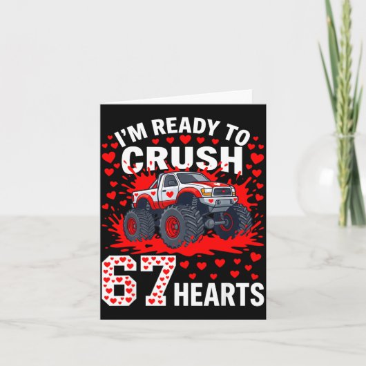 Ready To Crush 67 Hearts Monster Truck Valentines  Kaart (Voorkant)
