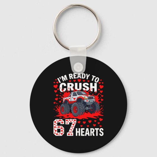Ready To Crush 67 Hearts Monster Truck Valentines  Sleutelhanger (Voorkant)