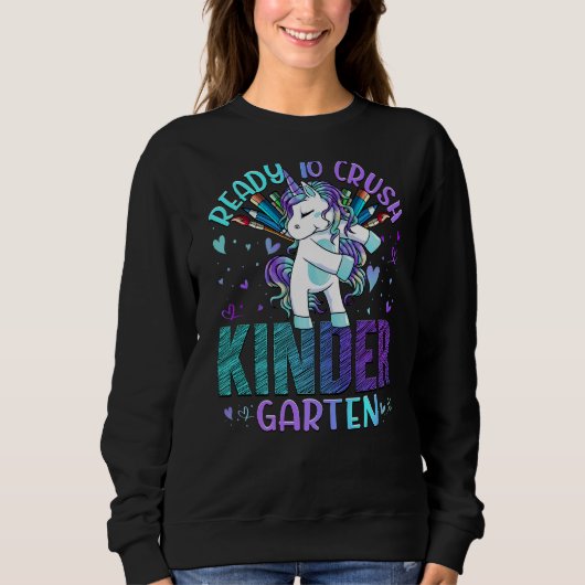 Ready To Crush Kindergarten Back To School Unicorn Trui (Voorkant)