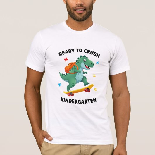 Ready to Crush Kindergarten Skateboard Dinosaur T-shirt (Voorkant)