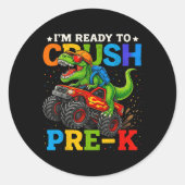 Ready To Crush Pre-k Back To School Monster Truck  Ronde Sticker (Voorkant)