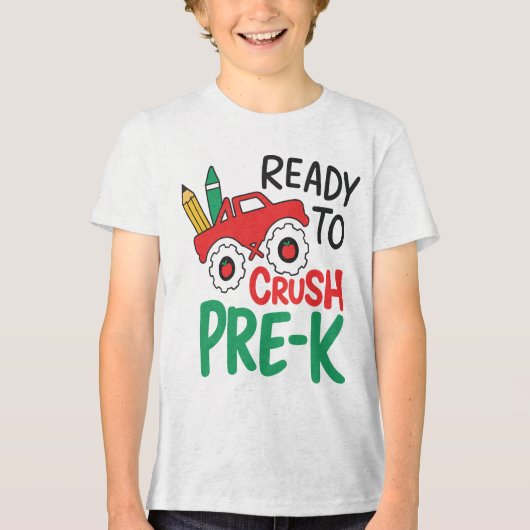 Ready to Crush Pre‑K Boys back to school Tri-Blend Shirt (Voorkant)