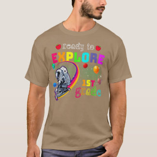 Ready to Eplore 1st Grade Cute Astronaut Skateboar T-shirt