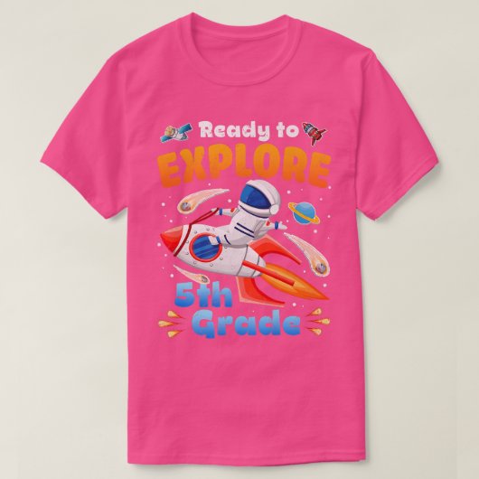 Ready to Eplore 5th Grade Cute Astronaut Boys Girl T-shirt (Design voorkant)
