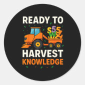 Ready To Harvest Knowledge Tractor Farmer Teacher  Ronde Sticker (Voorkant)