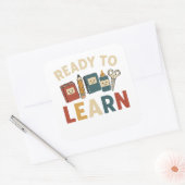 Ready to learn funny school memes vierkante sticker (Envelop)