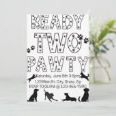 Ready to Pawty Birthday Invitation Kaart (Staand voorkant)