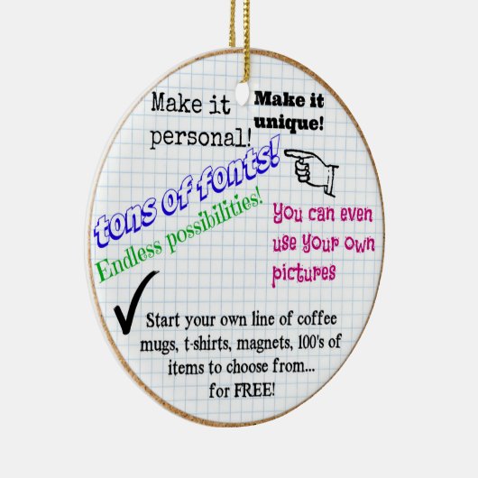 Ready to personalize with pics and or text keramisch ornament (Rechts)