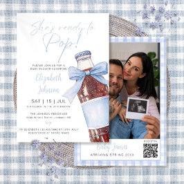 Ready To Pop Blue Soda Bottle Baby Shower Photo Kaart